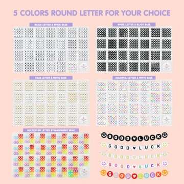 Dowsabel 1400 Pcs Letter Beads, 4x7mm Round Alphabet Beads for Bracelets in 28 Grid Box for Jewelry Making Friendship Bracelet Kit with 1 Roll Crystal String, Gift for Girls Ages 6-13