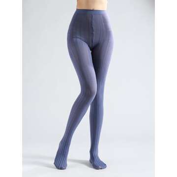 Sahabowi Women Hearts Vertical Jacquard Tights, Sheer High Waist Pantyhose, Vintage Control Top Stockings Thin Transparent(HLW2024011204blueviolet, Blueviolet hearts vertical jacquard, 1pcs)