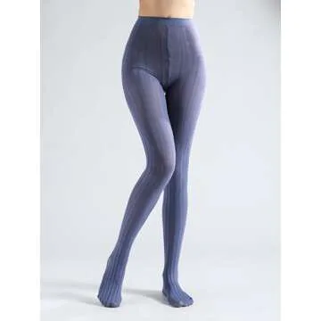 Sahabowi Women Hearts Vertical Jacquard Tights, Sheer High Waist Pantyhose, Vintage Control Top Stockings Thin Transparent(HLW2024011204blueviolet, Blueviolet hearts vertical jacquard, 1pcs)