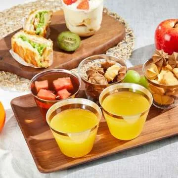 YOUTHSHIP 100 Pcs Clear Plastic Cups with Gold Rim, Premium 9 Oz Disposable Plastic Party Cups, Hard Plastic Drinking Cups for Party and Wedding