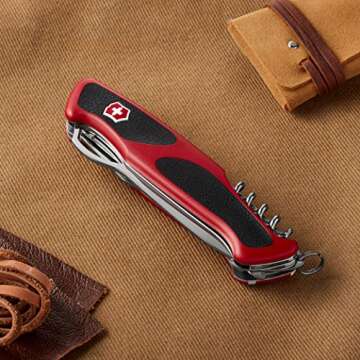 Victorinox Ranger 79 M Grip Swiss Army Knife, 12 Functions, Swiss Made Pocket Knife with Wood Saw, L...
