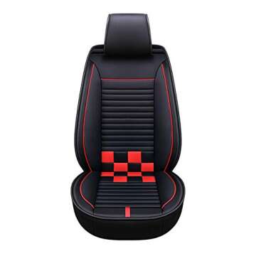 Youth Fashion Leather Car Seat Cover Five-seat Universal Fit (Black-Red)
