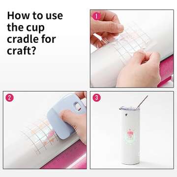 PYD Life Cup Tumbler Cradle Holder for Crafting Vinyl Application Pink with Foam Measurements 3 Adjustable Width for Tumblers Cups Mugs Bottles Epoxy Crafts