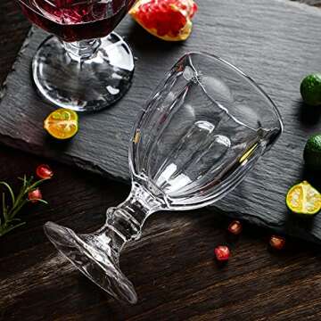 OMITA 6 PACK Goblet Wine Glasses 10.2 oz. Vintage Octagon Design Glassware for Iced Tea Beverage stemmed Cups Soda Juice Water Liquor Perfect for Party Wedding Bars Restaurants (Clear-2)
