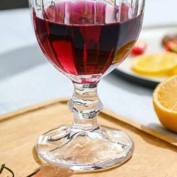 OMITA 6 PACK Goblet Wine Glasses 10.2 oz. Vintage Octagon Design Glassware for Iced Tea Beverage stemmed Cups Soda Juice Water Liquor Perfect for Party Wedding Bars Restaurants (Clear-2)