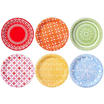 Tyzarglef 60 Count Colored Paper Plates - Vibrant Party Supplies