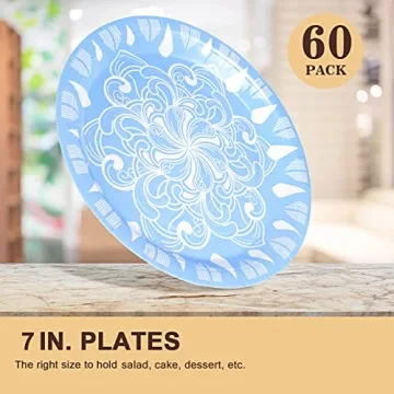 Tyzarglef 60 Count Colored Paper Plates for Parties