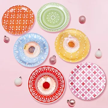 Tyzarglef 60 Count Colored Paper Plates for Parties