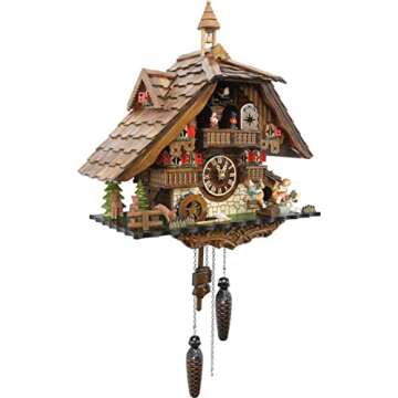 Cuckoo-Palace Large German Cuckoo Clock - The Seesaw Mill Chalet with Quartz Movement with Moving Se...