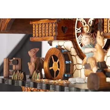 Cuckoo-Palace Large German Cuckoo Clock - The Seesaw Mill Chalet with Quartz Movement with Moving Seesaw - Black Forest Clock