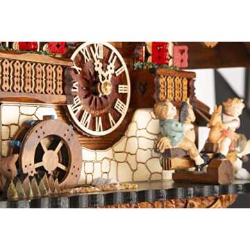 Cuckoo-Palace Large German Cuckoo Clock - The Seesaw Mill Chalet with Quartz Movement with Moving Seesaw - Black Forest Clock
