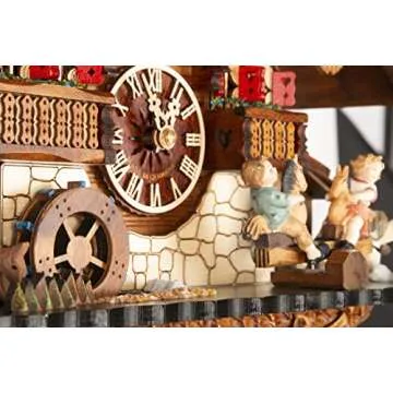 Cuckoo-Palace Large German Cuckoo Clock - The Seesaw Mill Chalet with Quartz Movement with Moving Seesaw - Black Forest Clock