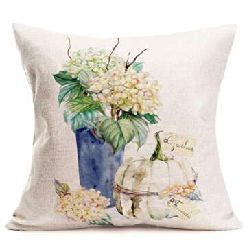 ShareJ Fall Decorations Watercolor Pumpkin Throw Pillow Covers Cushion Cover Home Pillow Cases Set o...