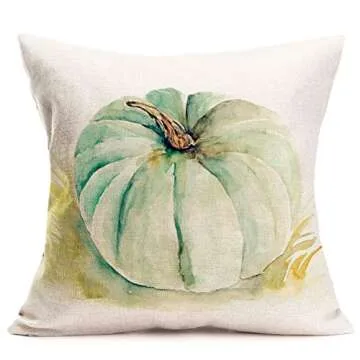 ShareJ Fall Decorations Watercolor Pumpkin Throw Pillow Covers Cushion Cover Home Pillow Cases Set of 4 for Autumn Harvest Halloween Thanksgiving Day 18 X 18 Inch