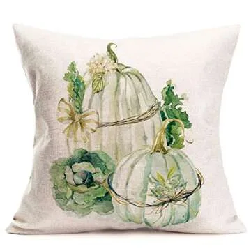 ShareJ Fall Decorations Watercolor Pumpkin Throw Pillow Covers Cushion Cover Home Pillow Cases Set of 4 for Autumn Harvest Halloween Thanksgiving Day 18 X 18 Inch