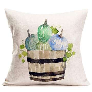 ShareJ Fall Decorations Watercolor Pumpkin Throw Pillow Covers Cushion Cover Home Pillow Cases Set of 4 for Autumn Harvest Halloween Thanksgiving Day 18 X 18 Inch