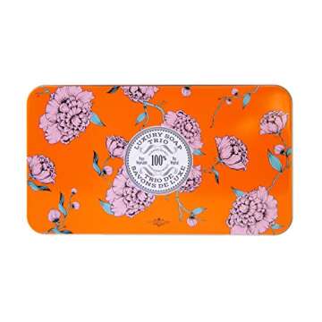 La Chatelaine Luxury Bar Soap Trio Gift Set Tin | Made in France | Natural and Organic | Shea Butter Formula | 3 x 7 oz / 200g - Orange Soap Trio (Gardenia, Orange Blossom, Rose Acacia)