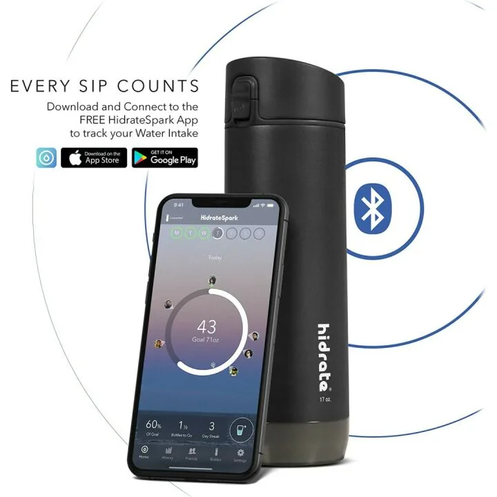 Smart Water Bottle - Track Intake & Glow Reminder