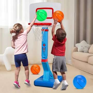 Toddler Basketball Hoop Indoor Mini Adjustable Basketball Goal with Ball Pump for Boys Girls Outdoor...