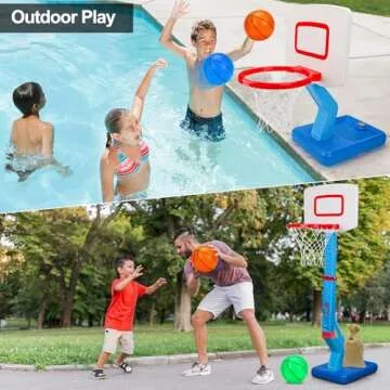 Toddler Basketball Hoop Indoor Mini Adjustable Basketball Goal with Ball Pump for Boys Girls Outdoor Toys for Backyard Game Outside Basketball Toy for Kids Age 2-4 3-5 6 7 4-8 Christmas Birthday Gifts