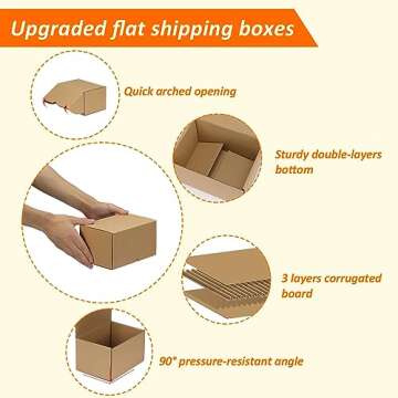 HORLIMER 7x5x4 inches Shipping Boxes Set of 50, Brown Corrugated Cardboard Box Literature Mailer