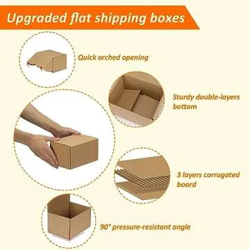 HORLIMER 7x5x4 inches Shipping Boxes Set of 50, Brown Corrugated Cardboard Box Literature Mailer