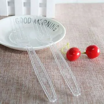 MOACOCK 200 Count Clear Disposable Plastic Forks, Heavy Weight Disposable Forks Plastic Utensils for Parties, Picnics, Big Event, Daily Use