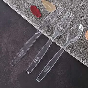 MOACOCK 200 Count Clear Disposable Plastic Forks, Heavy Weight Disposable Forks Plastic Utensils for Parties, Picnics, Big Event, Daily Use