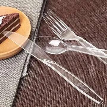 MOACOCK 200 Count Clear Disposable Plastic Forks, Heavy Weight Disposable Forks Plastic Utensils for Parties, Picnics, Big Event, Daily Use