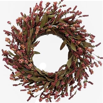 TEMPUS 20" Fall Wreath | Artificial Burgundy Home Decor