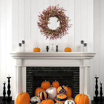 TEMPUS 20" Fall Wreath | Artificial Burgundy Home Decor