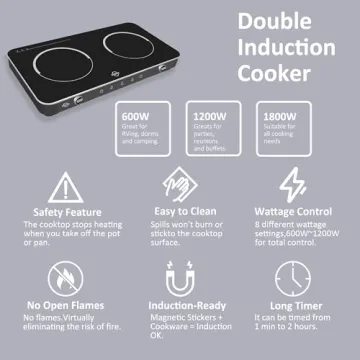 Double Induction Cooktop with Timer and Settings