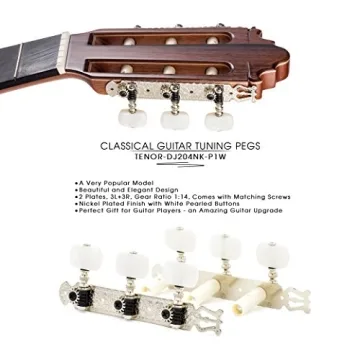 TENOR Classical Guitar Tuners with Nickel Plated Finish and Pearl Buttons