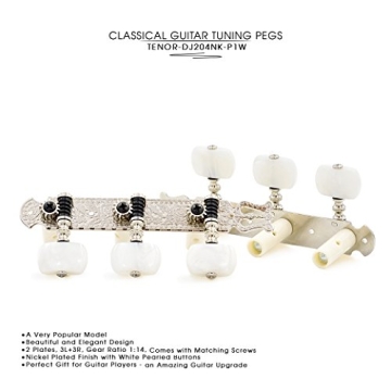 TENOR Classical Guitar Tuners with Nickel Plated Finish and Pearl Buttons