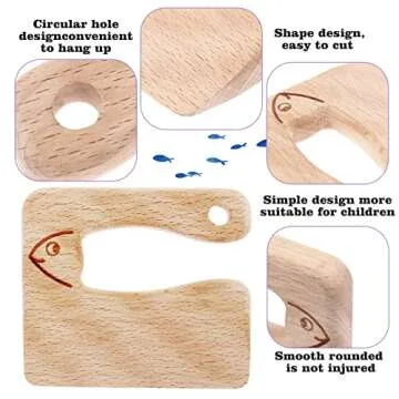 VAIPI 4 Pcs Wooden Kids Knives Cooking Utensils for Kitchen Cooking Children's Safe Knives Kids Cute Kitchen Tools with Rectangle Cutting Board for Cooking Kitchen Veggies Lettuce Fruits Salad Cake