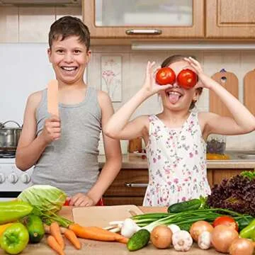 VAIPI 4 Pcs Wooden Kids Knives Cooking Utensils for Kitchen Cooking Children's Safe Knives Kids Cute Kitchen Tools with Rectangle Cutting Board for Cooking Kitchen Veggies Lettuce Fruits Salad Cake