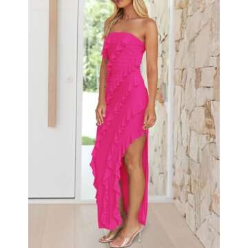 ZESICA Strapless Off Shoulder Bodycon Dress for Women