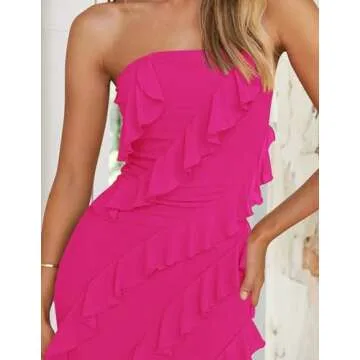 ZESICA Strapless Off Shoulder Bodycon Dress for Women