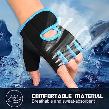 Flammi Women's Exercise Gloves Fitness Gym Workout Gloves Fundamental Training Gloves (Blue-M)