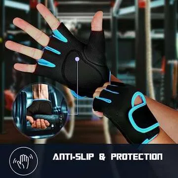 Flammi Women's Exercise Gloves Fitness Gym Workout Gloves Fundamental Training Gloves (Blue-M)