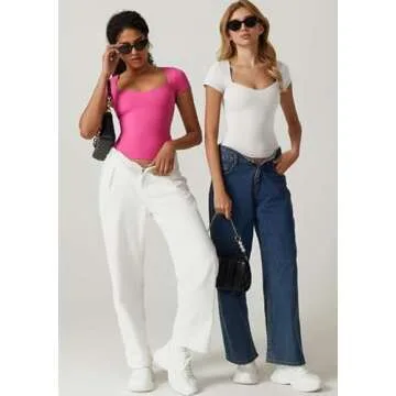 Stylish QINSEN Short Sleeve Sweetheart Neck Tee for Women