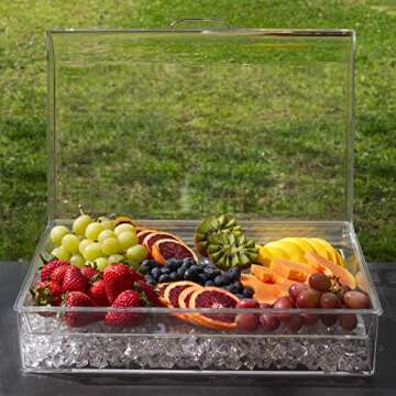 ImpiriLux Ice Chilled Party Platter - Large Removable Serving Tray and Hinged Lid | Ideal for Appeti...