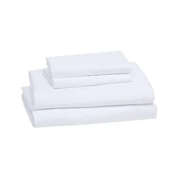 Amazon Basics Lightweight Super Soft Easy Care Microfiber 4 Piece Bed Sheet Set with 14-Inch Deep Pockets, King, Bright White, Solid