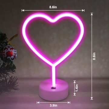BRIGHTDECK Heart Neon Signs - Bright LED Room Decor