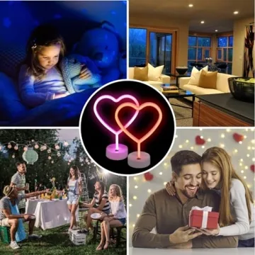 BRIGHTDECK Heart Neon Signs - Bright LED Room Decor