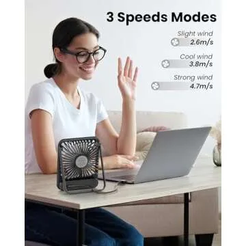 Koonie USB Desk Fan - Ultra Quiet and Adjustable Comfort