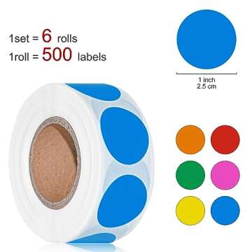 Hoewina 3000Pcs Colored Dot Stickers, 1" Label Sticker Round Color Coding Labels Circle Dots Labels ...