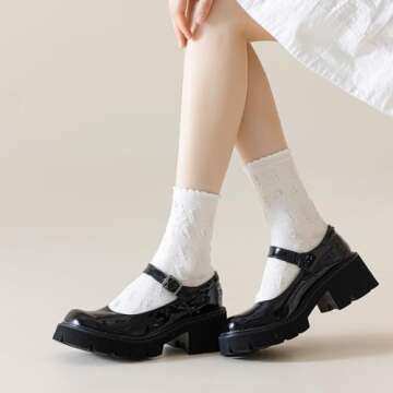 albagu Womens Crew Socks Cotton Casual Socks for Women Cute Floral Girls White Ankle Socks 5 Pack