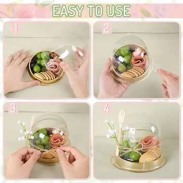 Whaline 50 Sets Disposable Individual Charcuterie Cup Set Clear Plastic Cupcake Container with Mini Wooden Spork Rope for Graduation Dessert Display Charcuterie Grazing Table Catered Event Wedding