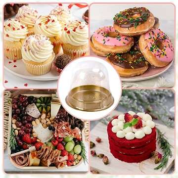 Whaline 50 Sets Disposable Individual Charcuterie Cup Set Clear Plastic Cupcake Container with Mini Wooden Spork Rope for Graduation Dessert Display Charcuterie Grazing Table Catered Event Wedding